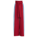 Belted High Waist Wide Leg Pants - Burgundy
