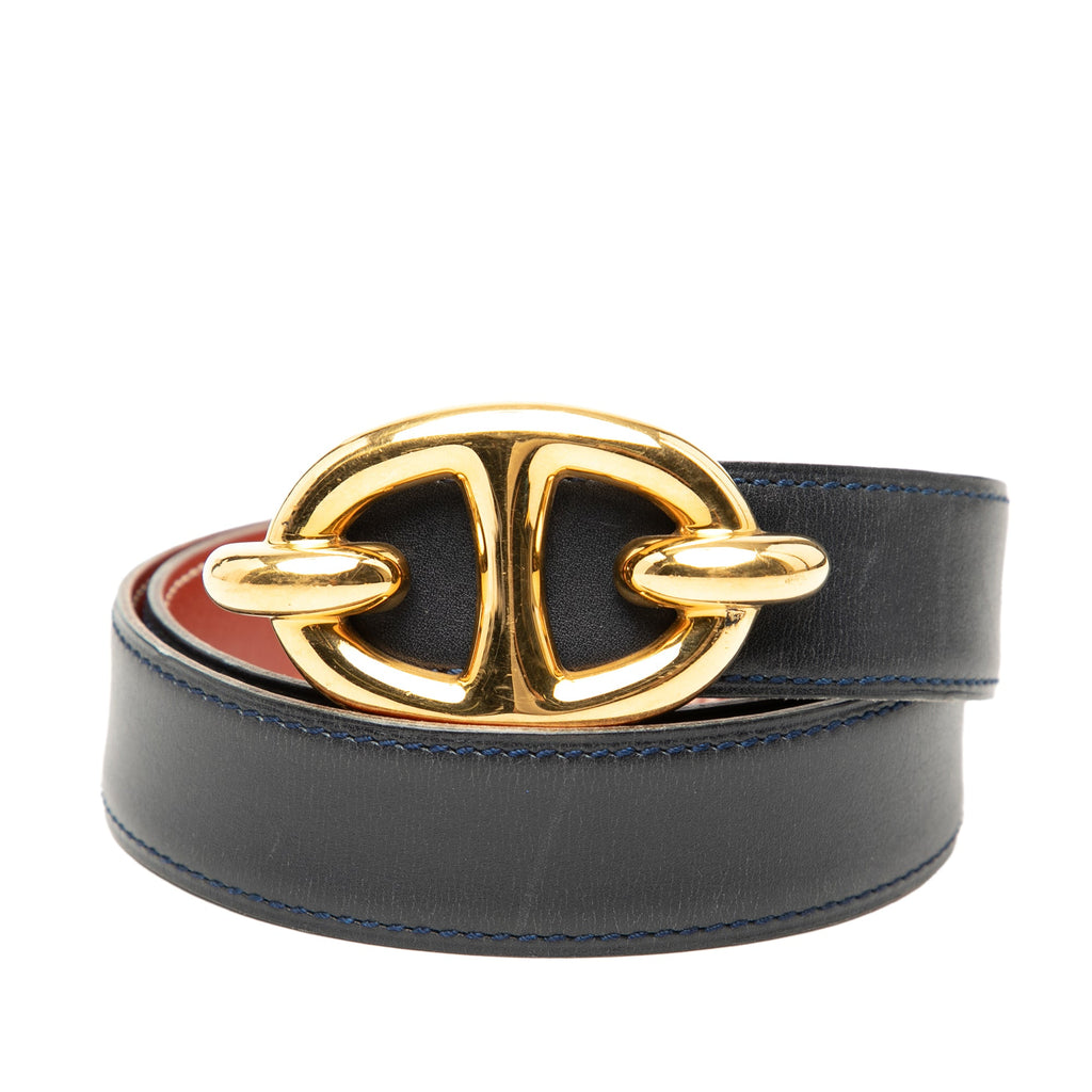 Box Calf Chaine d Ancre Reversible Belt 65