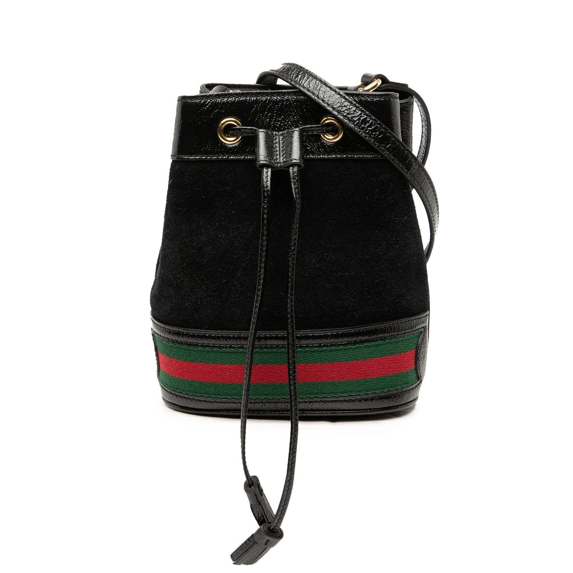 Mini Suede and Patent Web Ophidia Bucket Bag