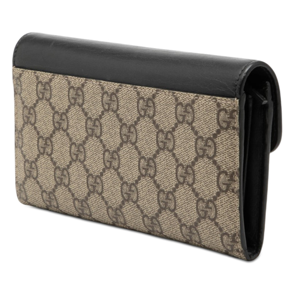 GG Supreme Pearl Studded Peony Long Wallet