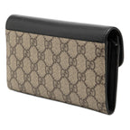 GG Supreme Pearl Studded Peony Long Wallet