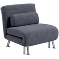 Velvet Single Chair Bed, 3-in-1 Convertible Sleeper Chair with Adjustable Backrest, Charcoal Grey