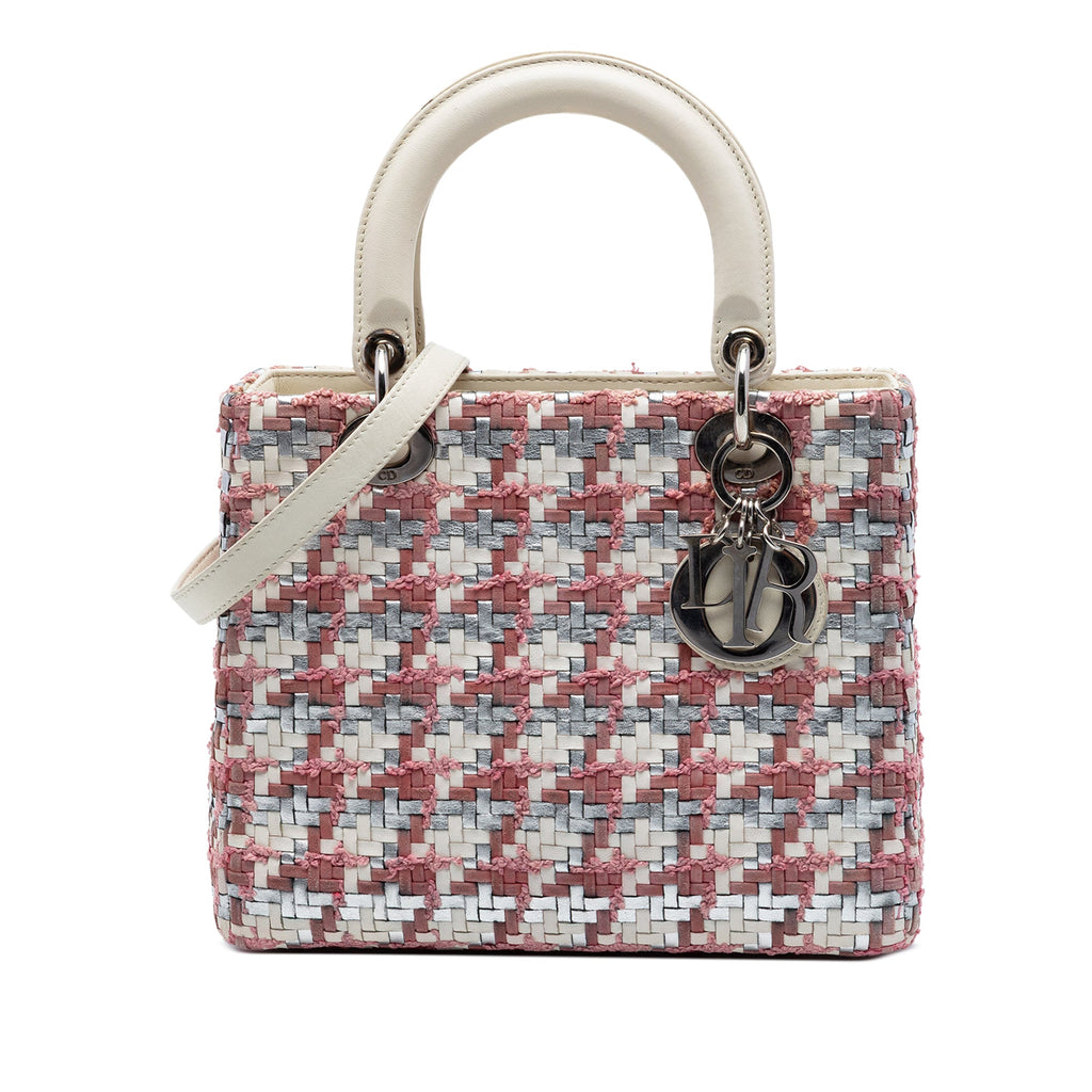 Medium Woven Lambskin and Tweed Lady Dior