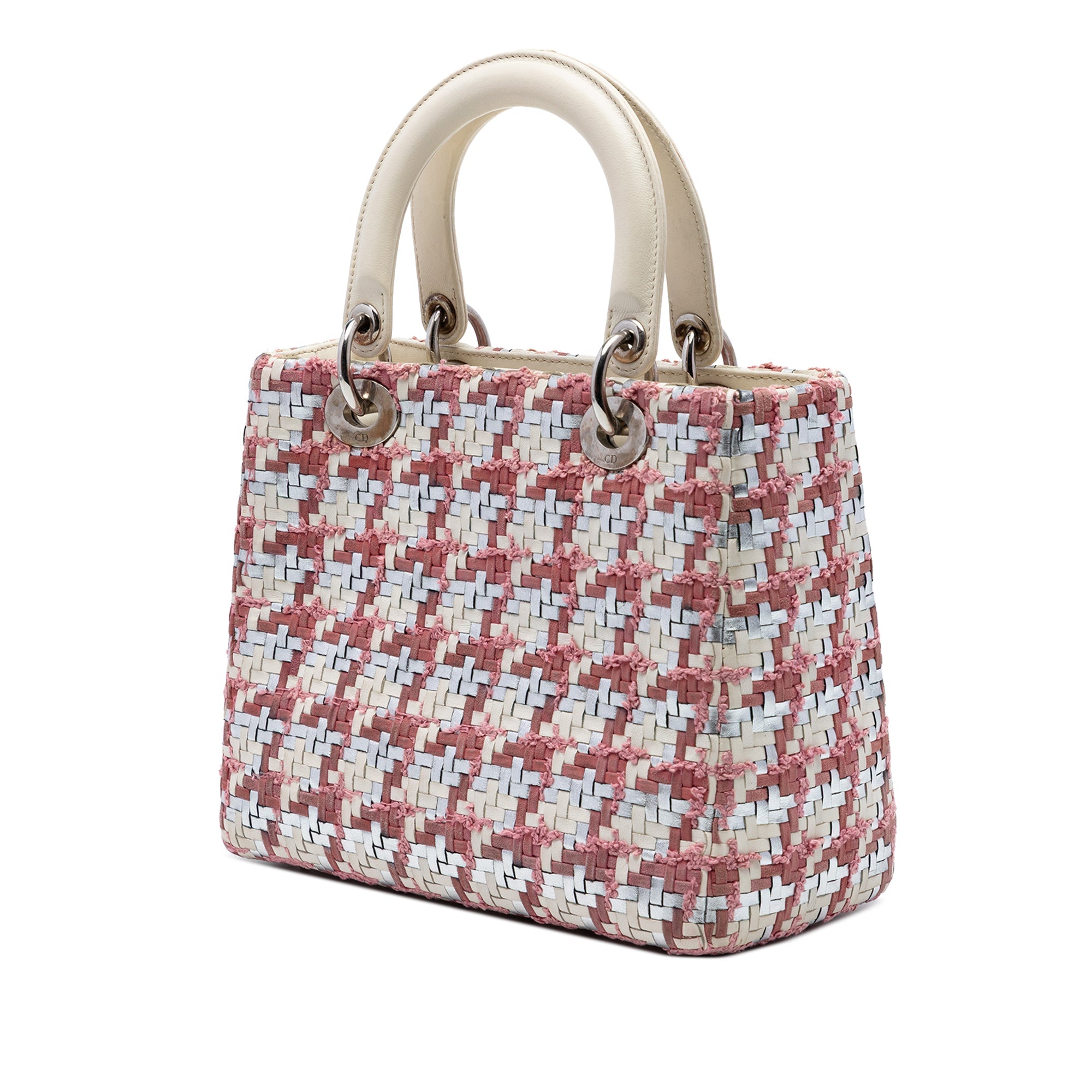 Medium Woven Lambskin and Tweed Lady Dior