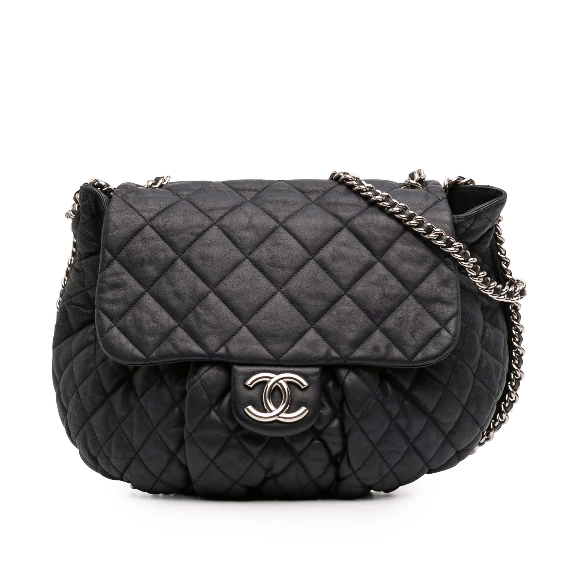 Large Washed Lambskin Chain Around Flap