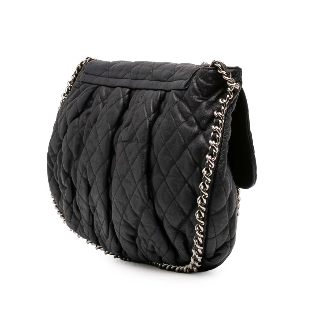 Large Washed Lambskin Chain Around Flap