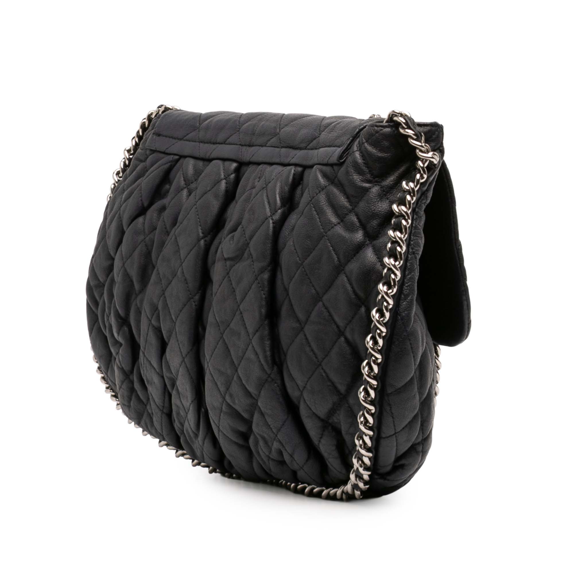 Large Washed Lambskin Chain Around Flap