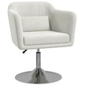 Swivel Linen Accent Chair with Adjustable Height & Back Pillow for Bedroom Office, Cream White