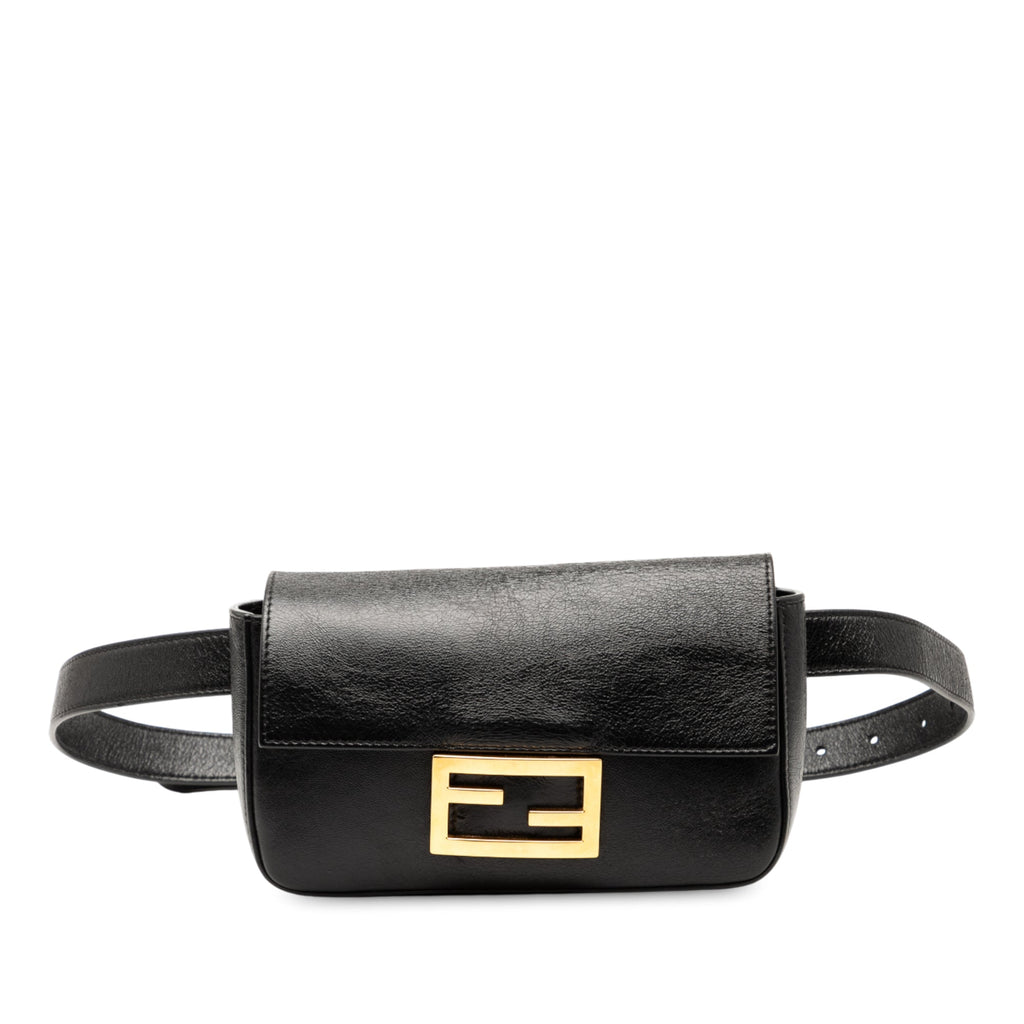 Leather FF Logo Baguette Belt Bag