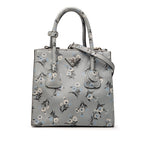 Saffiano Floral Print Twin Pocket Satchel