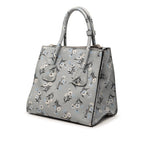 Saffiano Floral Print Twin Pocket Satchel