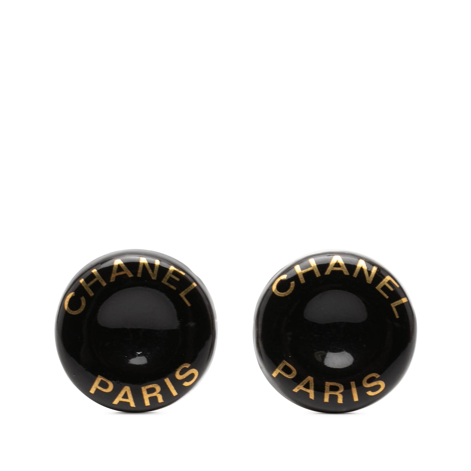 CC Resin and Brass Logo Print Clip On Earrings