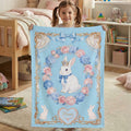 Personalizado Floral Arco Marco Corona Conejo Suave manta con nombre Decoración de la habitación Cumpleaños Pascua Regalo para Niños Niñas