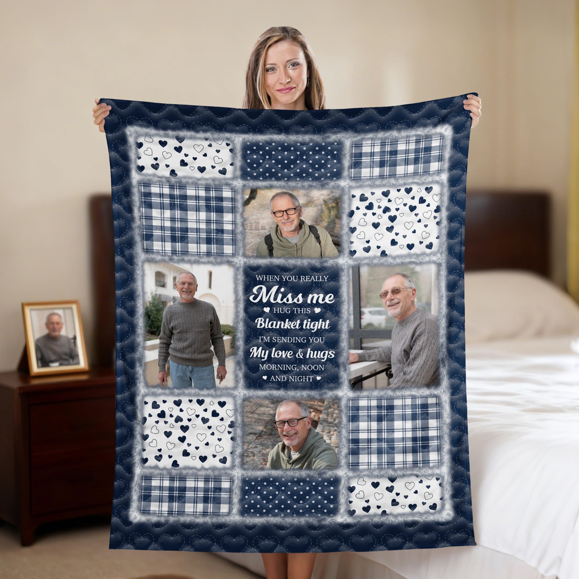 Foto personalizada Mensaje Confort Plaid Suave manta con nombre Decoración para el hogar Memorial Simpatía Regalo para amigos de la familia