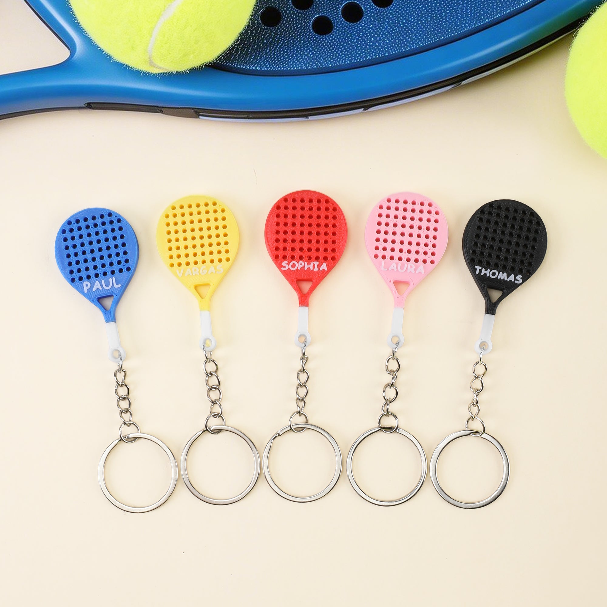 Llavero personalizado con raqueta de pádel impresa en 3D y nombre Accesorio deportivo Regalo de cumpleaños Día del Padre para entusiastas del pádel
