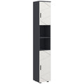 183cm Tall Slim Bathroom Cabinet, Freestanding Storage Cabinet with 2 Open Shelves, Grey