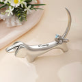 Personalizado Adorable Dachshund Perro Anillo de metal titular con el nombre grabado Decoración del hogar Boda Cumpleaños Aniversario de regalo para las mujeres Dachshund amantes de los perros
