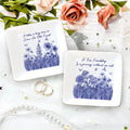 Personalizada Toile De Jouy púrpura Nacimiento Flor de cerámica cuadrado baratija joyería plato con título Cumpleaños Amistad Regalo para Besties Hermanas Amigos