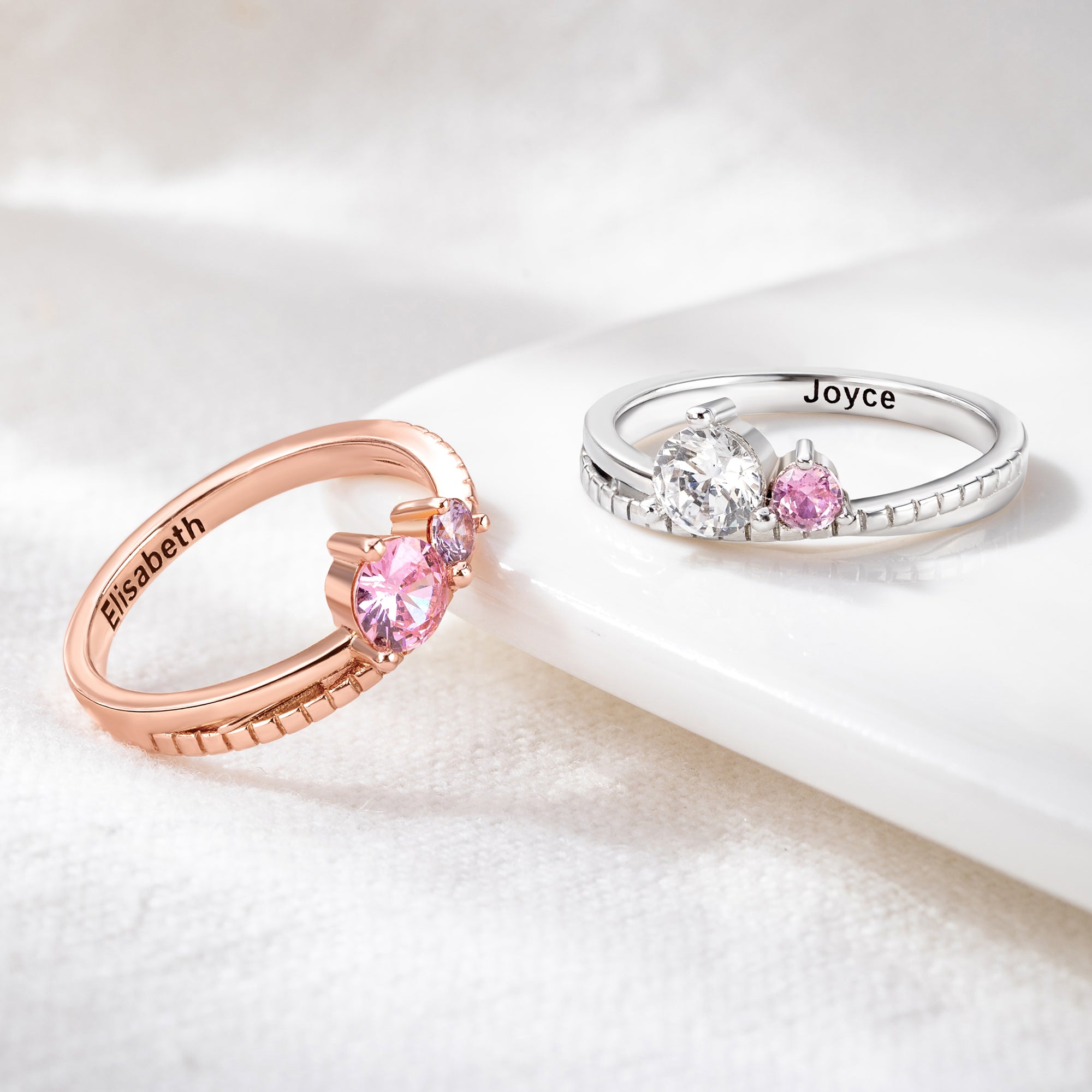 Anillo personalizado de estrellas gemelas con nombre grabado Joyería minimalista Regalo de cumpleaños de Navidad para mujer