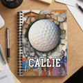 Cuaderno de espiral A5 personalizado con nombre y 120 páginas rayadas para uso diario Día de juegos Regalo de cumpleaños para los amantes del deporte