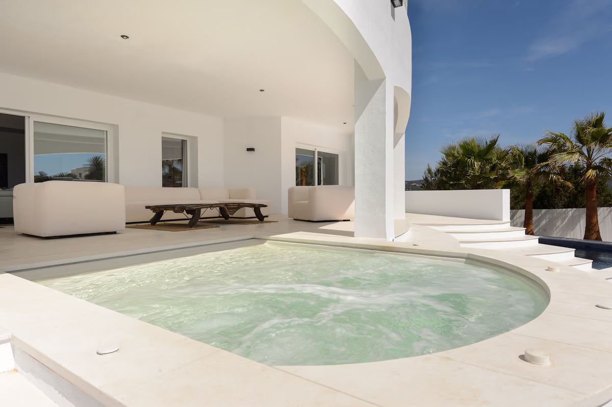 Super Rare 8-Bedroom Luxury Seafront Ibiza Villa with Private Beach, Panoramic Rooftop and Underground DJ Room in Santa Eulalia