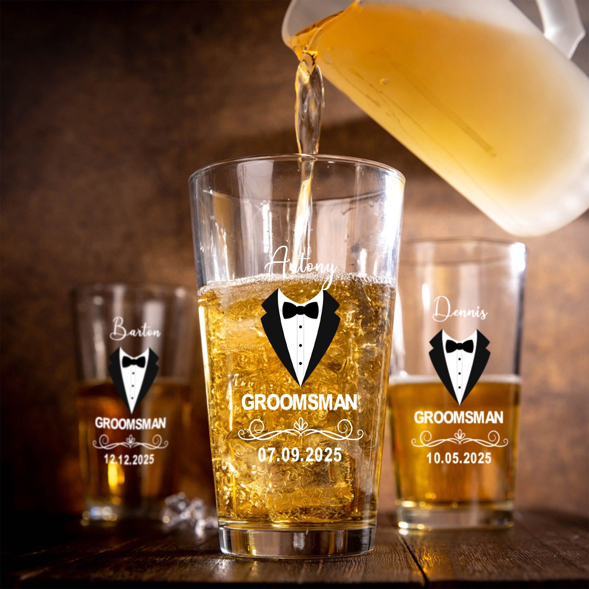 Taza de Cerveza Personalizada con Nombre y Fecha Regalo de Aniversario de Boda para el Novio