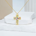 Personalizada Cruz 2-10 Piedras de Nacimiento Árbol Genealógico Collar Dainty Joyería Día de la Madre Bautizo Cumpleaños Regalo para Mamá Abuela Cristiana