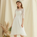 Bridal Wedding Dress Ivory 1 2 Sleeve Short Scoop A-line