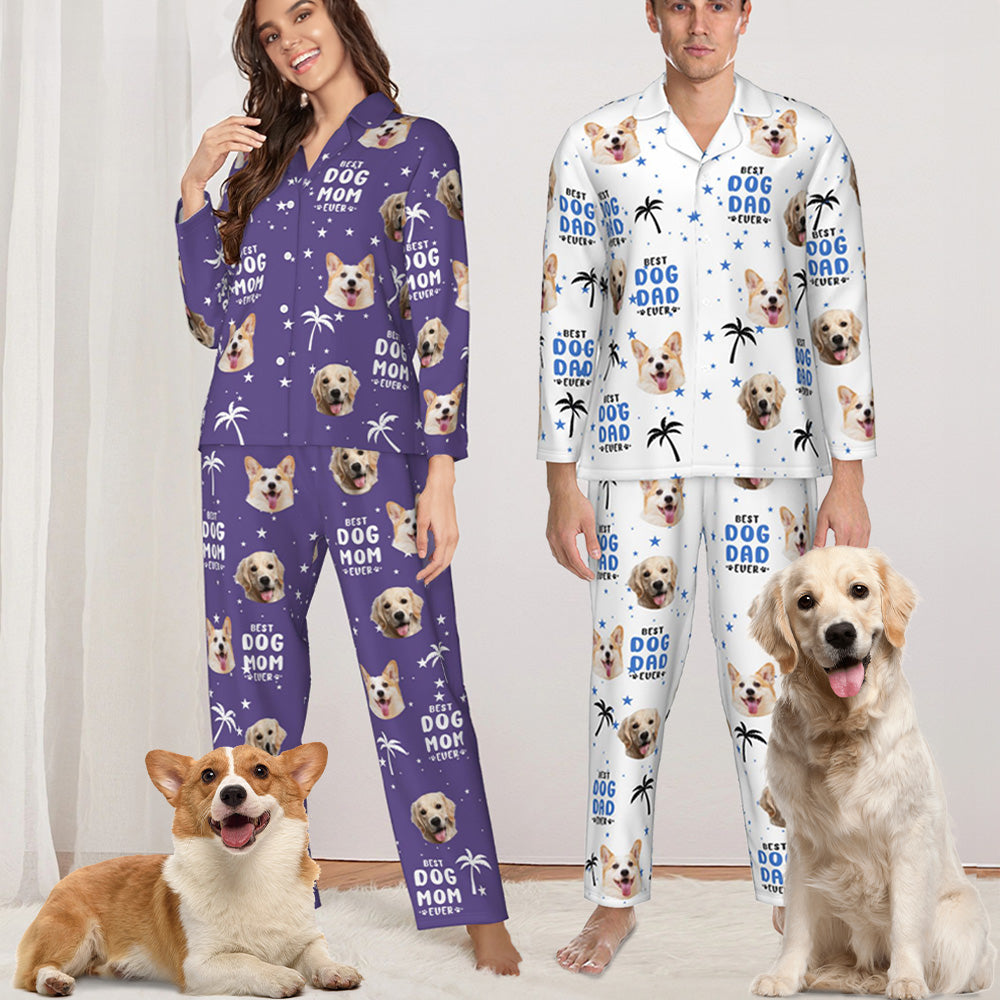 Pijama personalizado con foto del avatar de la mascota del cocotero Pantalones a juego de manga larga con nombre Regalo de cumpleaños para mujeres Hombres Amantes de las mascotas