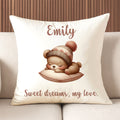 Conejo Personalizado Oso Dormilón Animal Suave Funda de Almohada con Nombre Fecha y Texto Decoración del Hogar Regalo de Cumpleaños para Niños
