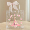 Bolsa transparente personalizada Beatrix Potter Peter Rabbit Wreath con lazo rosa y nombre Huevos de caza Fiesta de Pascua Regalo para niños Niñas