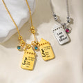 Personalizado bebé nacimiento estadísticas 1-3 bebé botella collar con texto grabado y Birthstone Birth Announcement Baby Shower regalo para el niño nueva mamá