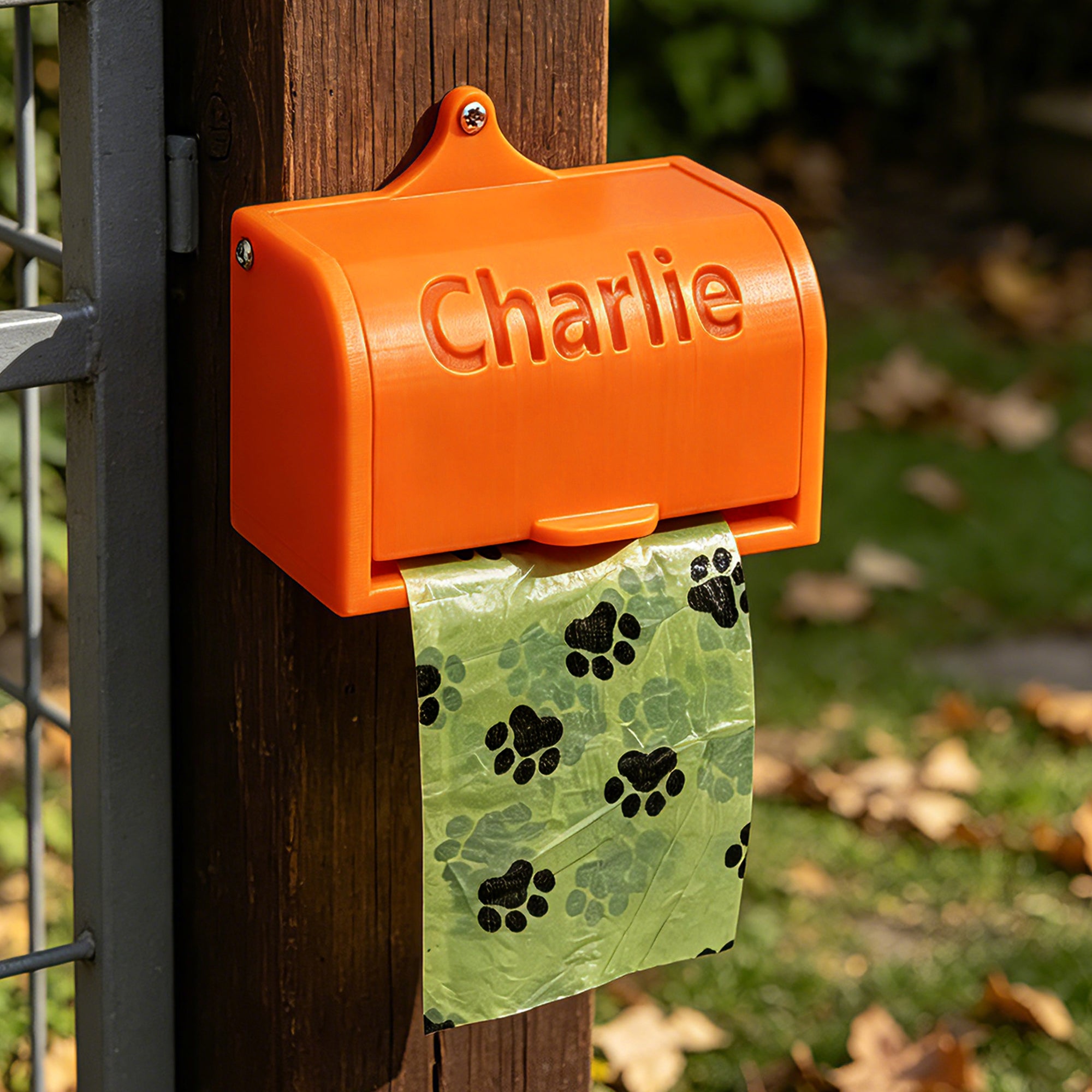 Dispensador de bolsas para excrementos de perro personalizado con nombre impreso en 3D y bolsas biodegradables Actividades al aire libre Regalo para los amantes de los perros