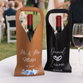 Personalizado de la boda de cuero de PU Bolsa de vino para la novia con el nombre y el mango de protección de vino Accesorios Regalo de compromiso para los amantes del vino Pareja
