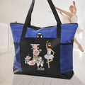 Bolsa de gran capacidad personalizada con nombre y bolsillos de malla para chica de ballet de dibujos animados Regalo de cumpleaños de Navidad para amigos amantes de la danza de ballet