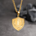 Personalizado Laurel Corona Escudo Colgante Collar con Inicial y Nombre Exquisita Joyería Día del Padre Cumpleaños Regalo para Papá Novio Esposo