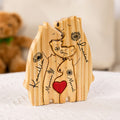 Corazón Rojo Personalizado Flor de Nacimiento Abrazo de Madera Oso Rompecabezas Familiar con 2-8 Nombres Decoración de Escritorio Cumpleaños Día del Padre Regalo para la Familia