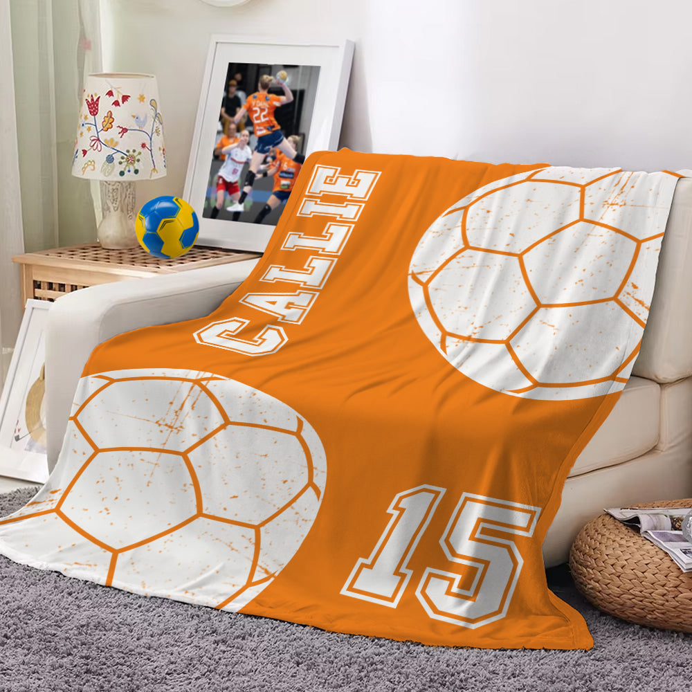 Manta personalizada multicolor de baloncesto y fútbol con el nombre del equipo para la decoración del hogar Accesorio para el día del partido Regalo de cumpleaños para los amantes de los deportes de p