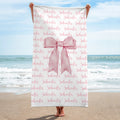 Toalla de playa de gran tamaño de secado rápido personalizada con el nombre Coquette rosa Vacaciones de verano Fiesta en la piscina Regalo para niñas Amigas