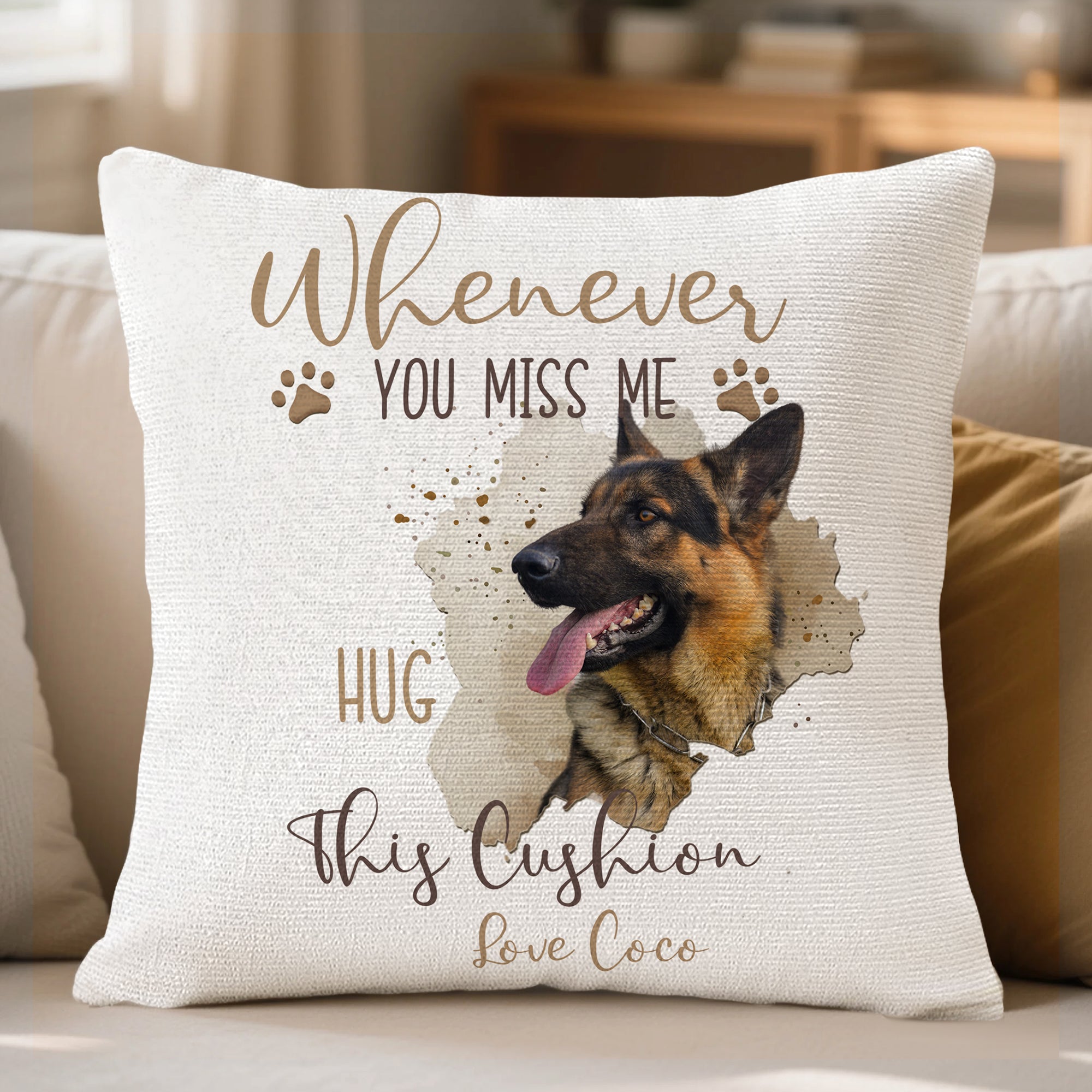 Almohada personalizada multicolor con el nombre de la mascota para la decoración del hogar Simpatía por la pérdida de la mascota Regalo para los dueños de mascotas