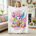 Felices Pascuas personalizadas Lindo conejito pollito globo suave manta con nombre decoración del hogar Pascua regalo para los niños