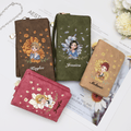 Personalizada de dibujos animados de niña de vuelo de nacimiento de la flor de cuero de PU plegado billetera con nombre y múltiples ranuras para tarjetas de cumpleaños Aniversario de regalo para las m