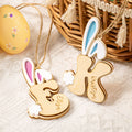 Conejito personalizado con orejas y cola Etiqueta de madera con iniciales para cesta de Pascua con nombre Cumpleaños Fiesta de Pascua Día del niño Regalo para niños