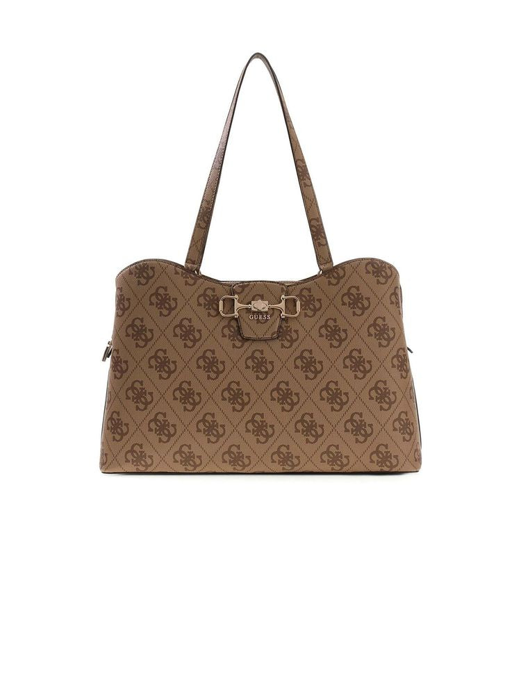 Guess Monogram Logo Tote Bag — Beige