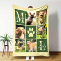 Manta suave personalizada con huellas de patas multicolor y fotos con 1 a 4 nombres e iniciales regalo de cumpleaños para amantes de las mascotas