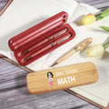 Set de Bolígrafo y Estuche de Madera Personalizado con Nombre de Profesor con Tema de Dibujos animados Regalo de Vuelta al Cole para un Colega Profesor