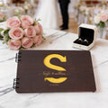 Libro de Visitas Personalizado con Nombre Grabado y Diseño de Iniciales con Fecha Fiesta de Boda Regalo para Novio Pareja
