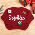 Suéter de Navidad Personalizado con Nombre y 1-3 Adornos Regalo de Navidad para Recién Nacidos Niños
