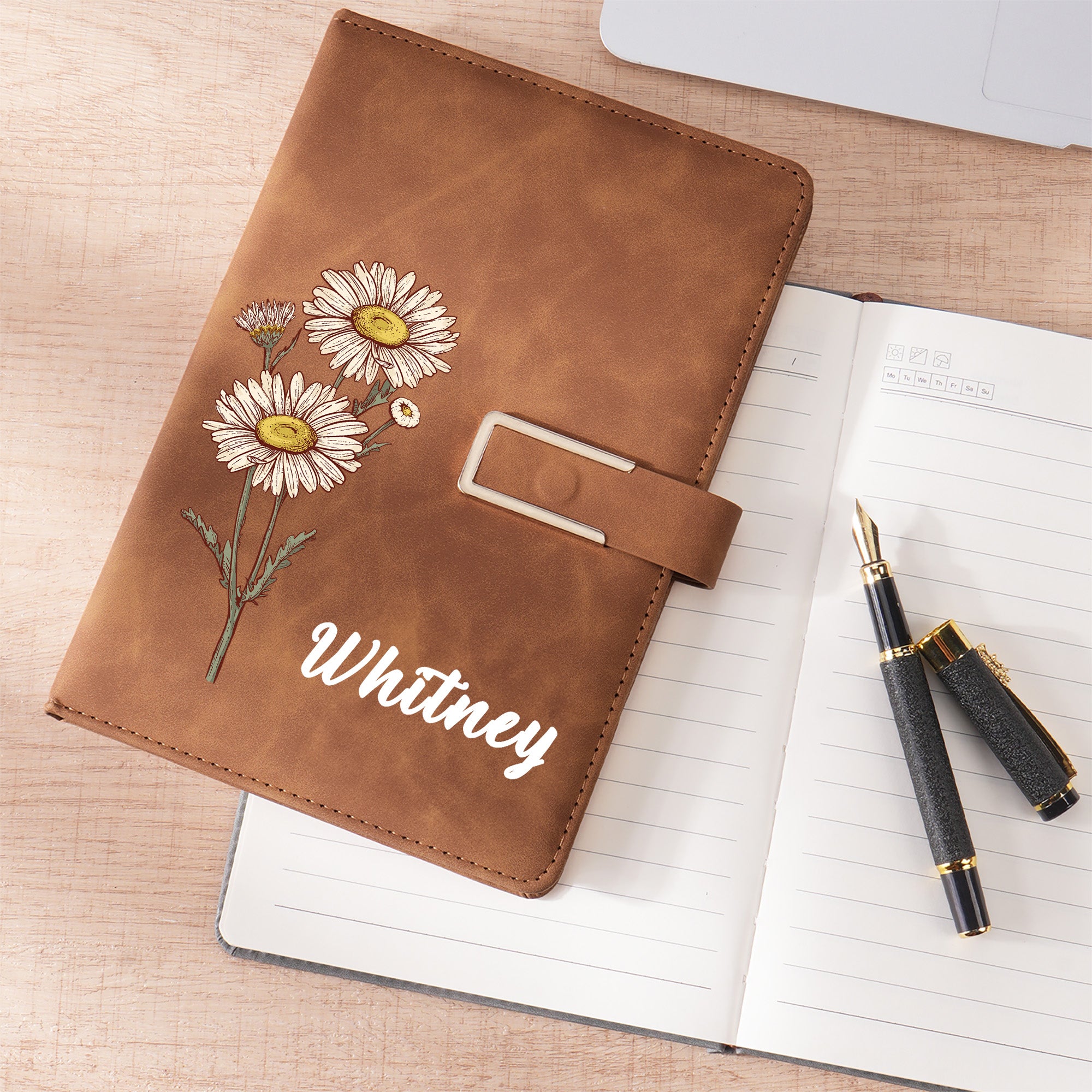 Cuaderno A5 Personalizado Flor de Nacimiento Multicolor Con Nombre y Páginas Rayadas Material de Oficina Uso Diario Regalo de Cumpleaños para Familia Amigos