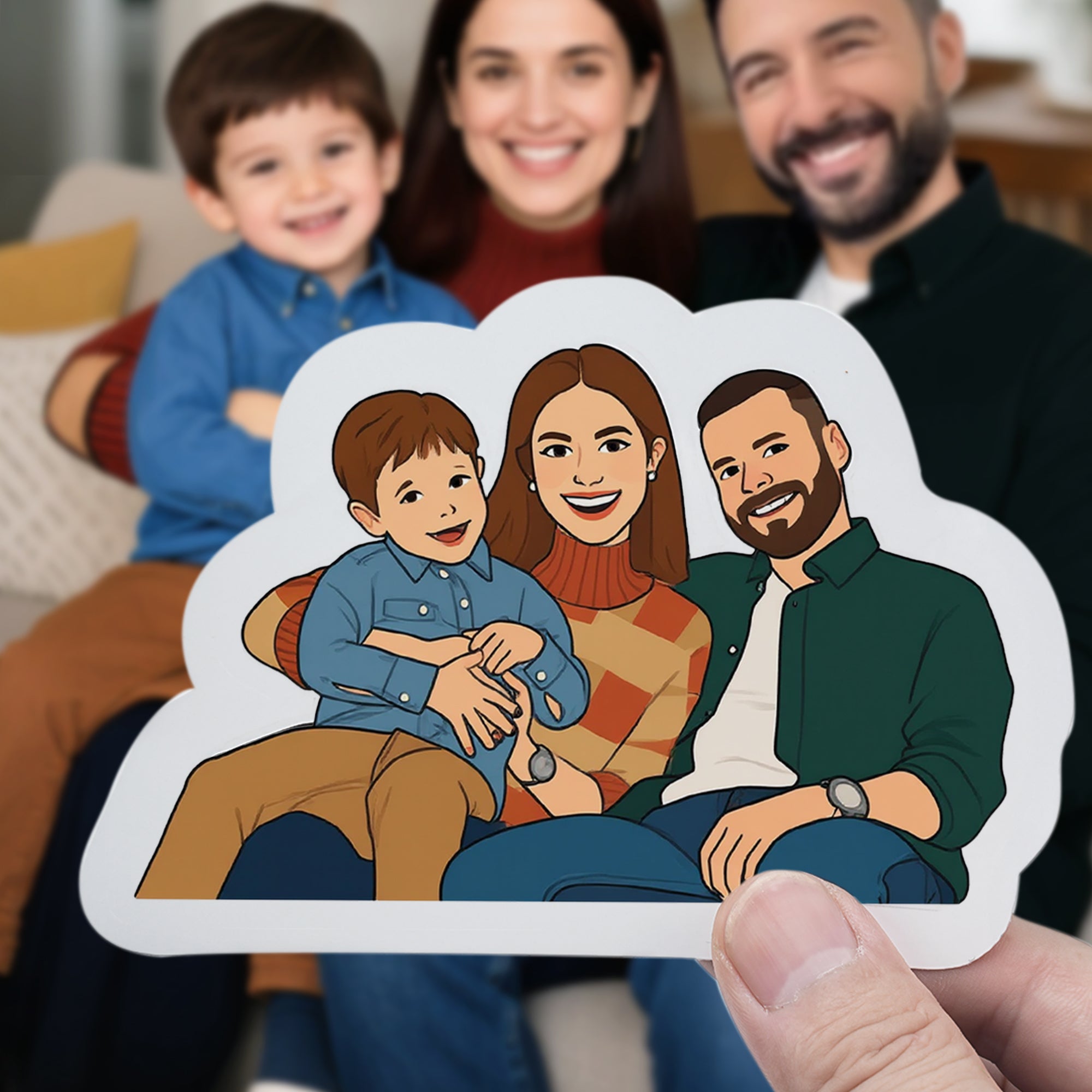 Personalizada Rendering Cartoon Art Style Foto Etiqueta Impermeable Pegatinas con Texto Reunión Fiesta Cumpleaños Navidad Regalo para Amigos de la Familia